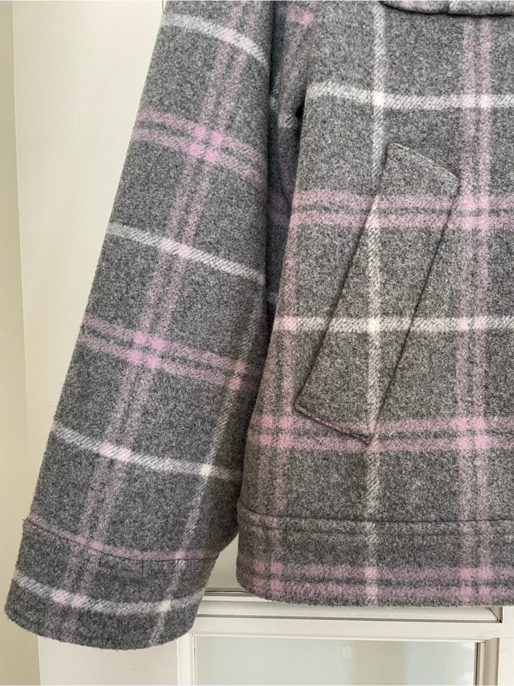 J Crew Shirt-jacket in stretch wool-blend plaid grey purple Women's Small #BJ936